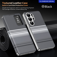 Dengan Smart View Window S24 S25 S26 Flip Leather Wallet Phone Case untuk Samsung Galaxy S26 Ultra, Penutup Pelindung Anti Guncangan.