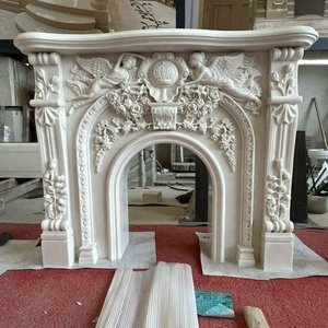 Mantel de Chimenea de Mármol Blanco de Lujo, Tallado a Mano en Piedra Natural con Ángel y Rosa, para Uso en Interiores, Diseño Personalizable, Independiente - Product Image 2