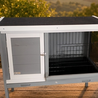 [En stock] Cage à lapin populaire en bois de sapin, nichoir en bois avec grillage