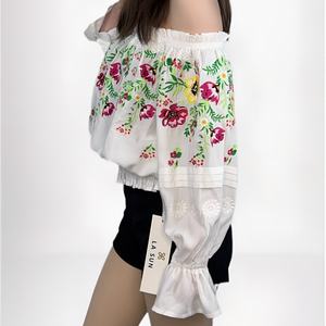 Chemise bohème à manches longues en coton brodé, col à une ligne, nouvelle mode décontractée pour femmes Oak Sia - Product Image 2