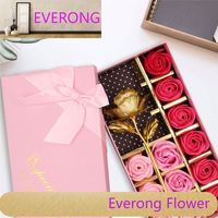 Fleur artificielle 12pcs boîte rose savon fleurs tête mousse roses mariage saint valentin boîte cadeau wiEV fleurs