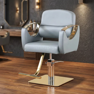 Fauteuil de barbier en cuir PU noir, chaise de coiffure hydraulique rembourrée pour salon de coiffure - Product Image 4