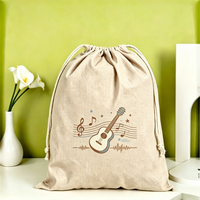 Sac à cordon en toile robuste et personnalisé, motif dessin animé, écologique, avec poignée, logo sérigraphié, réutilisable et lavable pour la maison