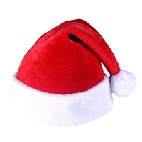 Chapeau de Père Noël en velours pelucheux rouge et blanc avec pompon en fourrure, personnalisable, vente en gros, pour fêtes, costumes de vacances, accessoires de tête, décoration d'hiver