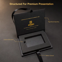 Boîte cadeau en papier personnalisée, emballage vide avec fermeture à ruban, insert en EVA pour carte de garantie, certificats de luxe, accessoires, emballage