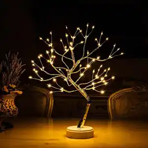 Woohaha árvore de fadas decorativa, árvore bonsai árvore de luz pisca-pisca funciona a bateria