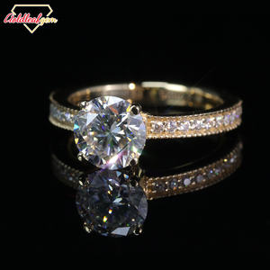 Anillo de Compromiso de Lujo Personalizado, Certificado por GRA, Oro Amarillo de 10k, 14k, 18k, Engaste de Puntas, Corte Brillante, Anillo de Moissanita de 1-5 Quilates para Fiesta - Product Image 4