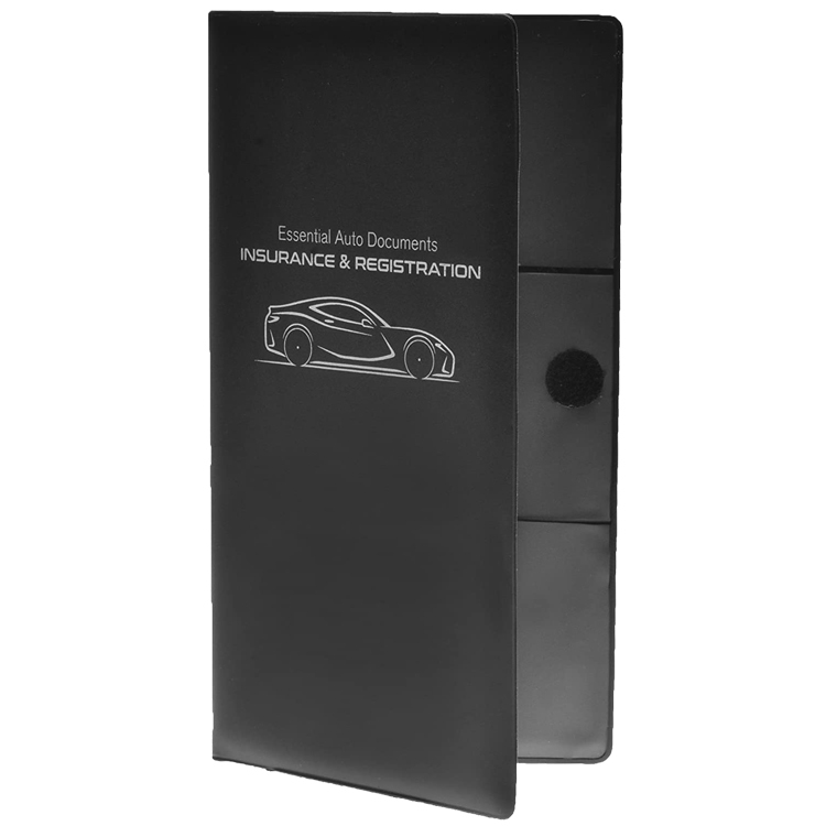 Brown Faux-Leather Car Insurance & Registration Holder - Embossed Wallet, 5.25x4.6 Inches