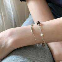 Bracelet extensible tendance avec perles, cristaux naturels et breloques coquillages pour femmes et jeunes filles – Bijoux d'été