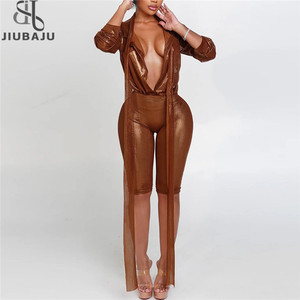 Barboteuse à <span class=keywords><strong>paillettes</strong></span> pour femmes Sexy Silky Ribbon Patchwork Deep V-Neck Midnight Party Hipster Street Stretch Clubwear Playsuits - Product Image 1