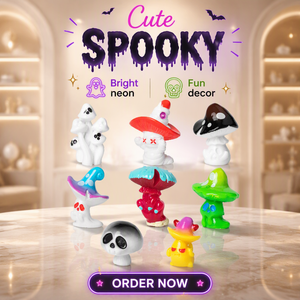 Statuette di Funghi in Resina, Collezione di Mostri Spettrali, Fantasia Kawaii, per Giochi d'Avventura, Caffè, Giardino, Negozio, Giocattolo Fai-da-Te per Bambini - Product Image 1
