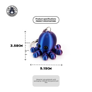 Llavero de Pulpo Impreso en 3D, Serie de Dibujos Animados Marinos, Familia de Animales con Articulaciones Móviles, Regalo, Adornos de Dibujos Animados Marinos, Juguetes Modelo Animal - Product Image 3