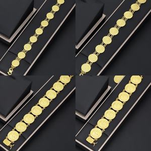 Jxx Custom Women's 24K Gold Plated Brass Bracelet Trendy Flower Coin Model Charm Bracelets for Parties - Product Image 1