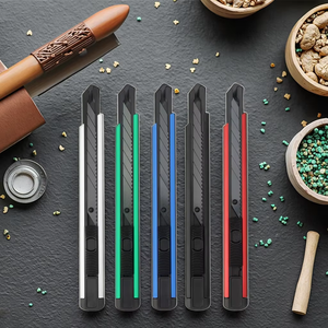 Logo fait sur mesure 9mm couteau utilitaire bouton poussoir lame rétractable coupe-boîte bricolage Grade bas quantité minimale de commande pour Promotion cadeau Art couteaux OEM - Product Image 2