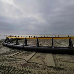 C90m HDPE Offshore <b>Fish</b> Cage System Anti Current <b>Floating</b> Oval Aquaculture Cage Anti-Wave Level 12 Yellow Black for Marine Farm - Product Image 5