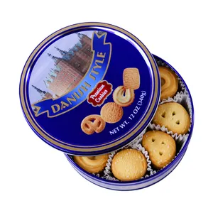 Vegetarische Halal Verdauungs Bourbon Kekse und Kekse benutzer definierte neue Design blau runde Dose Großhandel Butter kekse