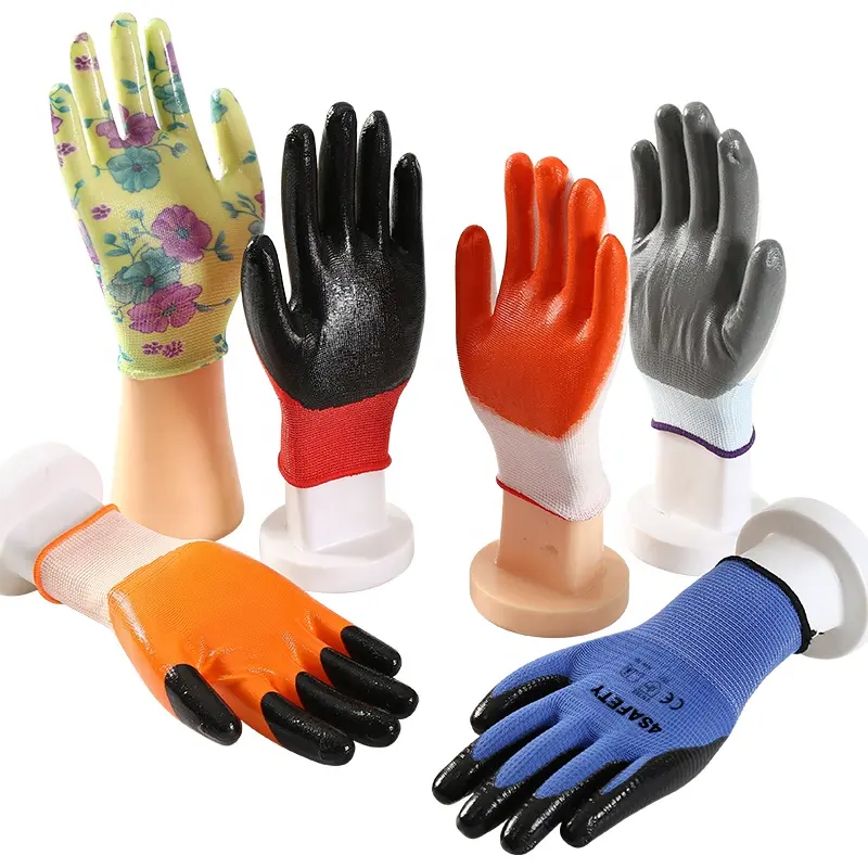 Bán buôn giá 13 Máy đo Polyester cọ làm việc tay công ty Grip Găng tay với lớp phủ Nitrile