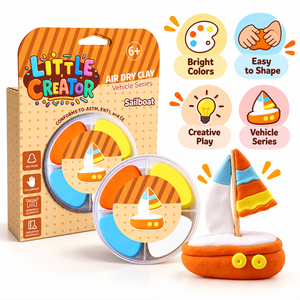 Air Dry Clay <b>Sailboat</b> Kit Four Color Modeling Clay Set Vehicle Theme Creative Craft <b>Toy</b> for Kids Wholesale Supply - Product Image 3