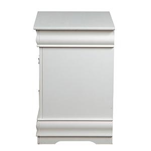 White 2 <b>Drawer</b> Nightstand With Silver Handles Bedroom <b>Storage</b> Cabinet - Product Image 5