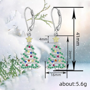 Orecchini pendenti a forma di albero di Natale per donna, accessori per le orecchie a forma di stella e albero, per le festività - Product Image 3