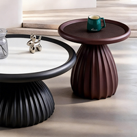 Ensemble de tables basses modernes en fibre de verre avec finition laquée haute brillance, tables basses gigognes rondes pour salon