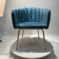 Ensemble de 2 chaises de salle à manger en velours, chaises d'appoint modernes rembourrées avec accoudoirs, pieds en métal doré pour cuisine, salon, chambre à coucher