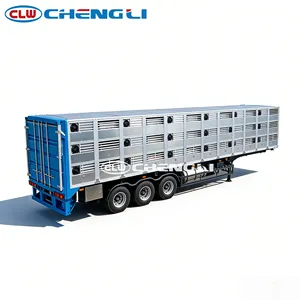 Remorque pour bétail, remorque pour animaux, semi-remorque pour bétail 30T, remorque en aluminium à 3-4 niveaux pour le transport d'animaux avec hayon hydraulique - Product Image 4