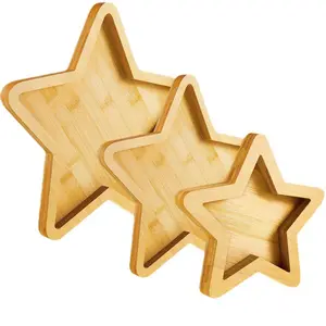 Factory Wholesale Star-Shaped Mango Wooden Serving Trays for Snacks and Dry Fruit with Custom Logo Wooden Candy Box for Home Use