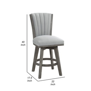 Juego de 2 Sillas de Barra Giratorias Convertibles, Tapizadas en Terciopelo Gris con Diseño de Canales, para Uso en Hoteles y Apartamentos - Product Image 5