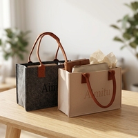Sac de rangement en feutre de style nordique minimaliste, sac de courses réutilisable portable avec poignées robustes