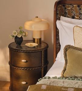 Luxury Modern <strong>Round</strong> End <strong>Table</strong> Wood Nightstand Beside <strong>Table</strong> <strong>with</strong> 2 <strong>Drawers</strong> for Bedroom - Product Image 6