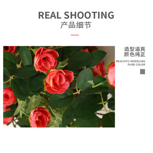 Cesta Colgante de Pared con Rosas Artificiales, Enredaderas de Plástico, Decoración Rústica para Interiores del Hogar - Product Image 5