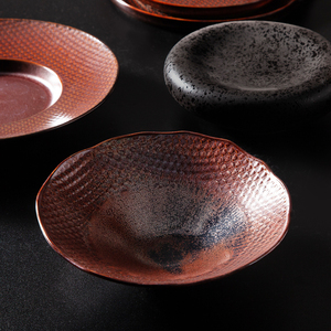 Piatto in Ceramica Rossa Stile Giapponese Retrò per Hotel e Ristoranti, Ideale per Bistecca e Spaghetti, Piatto Piano in Porcellana per Ristorante - Product Image 2