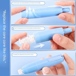 Ruban adhésif double face rétractable en forme de stylo à bouton-poussoir, couleur dégradée macaron, rechargeable, pour étudiants, bureau, art, vente en gros - Product Image 5