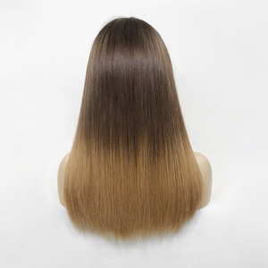 Peluca <span class=keywords><strong>de</strong></span> Cabello Europeo con Frente <span class=keywords><strong>de</strong></span> Encaje HD 9x5, Peluca Judía Kosher, Ombre Marrón a Rubio, Sin Pegamento, Prótesis Craniana, Pelucas Médicas - Product Image 4