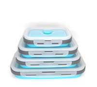 Accessoires de cuisine HYRI, rangement domestique, boîte à lunch pliable en silicone écologique carrée, ensemble de 4 pièces, contenants alimentaires modernes 3-6L