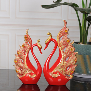 Creative couple swan ornament handicrafts home living room <b>wine</b> cabinet TV cabinet Nordic light luxury modern decoration wedding - Product Image 3