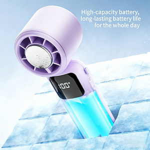 Tec Semiconductor Ice Cooling Wearable Handheld 100-Speed Stepless Adjustable Portable Mini <b>Fan</b> Neck Hanging Phone <b>Stand</b> Car - Product Image 5