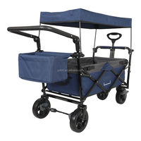 Chariot pliant robuste pour l'extérieur à 2 places avec auvent, chariot utilitaire pliable