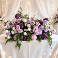 Composition florale artificielle violette en rangée, chemin de table floral, centre de table de mariage, décoration de chemin de table pour fêtes et banquets, décoration florale