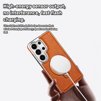 Étui de téléphone magnétique C0252 en cuir texturé, style professionnel, avec support et design airbag pour Samsung Galaxy S24 Ultra S25 Plus S26