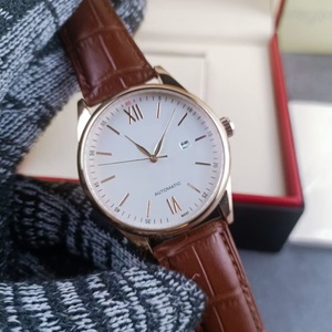 Montre mécanique automatique pour homme, design minimaliste OEM ODM, trois aiguilles, bracelet en cuir, montre classique pour affaires - Product Image 4