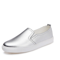 Mocassins en cuir véritable pour femmes, personnalisables avec logo, fabrication OEM/ODM, avec empeigne élastique, baskets basses plates décontractées pour la marche