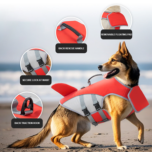 Giubbotto Salvagente Classico Leggero per Cani con Maniglia di Soccorso, Gilet di Sicurezza Estivo in Tessuto di Poliestere Tinta Unita - Product Image 6