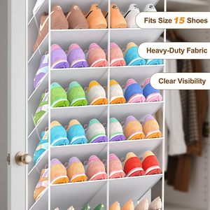 Over The Door Shoe Organizer 20 Pockets Hanging <b>Storage</b> <b>Rack</b> For Closet Shoes Holder Rectangle Hook Type - Product Image 5