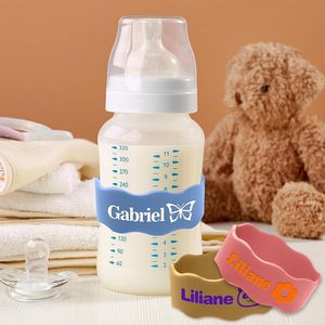 Etichette personalizzate per biberon per bambini in Silicone per asili nido borracce con <span class=keywords><strong>nome</strong></span> fasce personalizzate riutilizzabili per bambini - Product Image 5