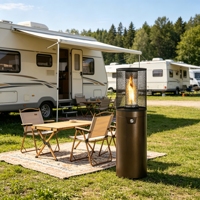 Chauffe-terrasse extérieur au gaz sur pied en acier inoxydable avec logo personnalisé, design moderne, portable, pour mariages et fêtes