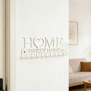 Porte-clés mural en métal Home Sweet Home, organisateur décoratif, 10 crochets, forme rectangulaire - Product Image 4