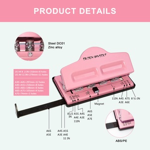 Alat Pembuat Lubang Kantor Kustom Pelubang Logam Kertas Pegangan Tangan untuk Notebook Disbound - Product Image 3