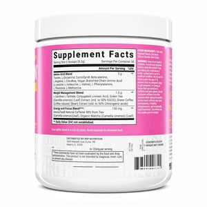 Poudre d'acides aminés végétaliens 5G OEM avec acide linoléique conjugué, thé vert et caféine <span class=keywords><strong>pour</strong></span> stimuler <span class=keywords><strong>la</strong></span> croissance musculaire et <span class=keywords><strong>la</strong></span> combustion des graisses <span class=keywords><strong>pour</strong></span> le fitness - Product Image 3